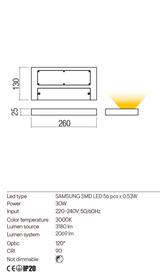 Aplica LAMINA, negru mat, LED 30W, 3000K, 3180 lm, Redo 01-3016