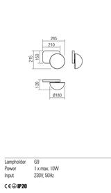 Aplica LUMIEN, auriu mat/opal, G9, 1 x 10W, Redo 01-2470