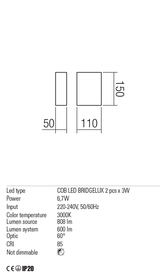 Aplica MATCH, alb mat, LED 6, 7W, 3000K, 808 lm, Redo 01-1447