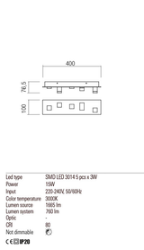 Aplica PIXEL, anodizat negru, LED 16W, 3000K, 1521 lm, Redo 01-2013