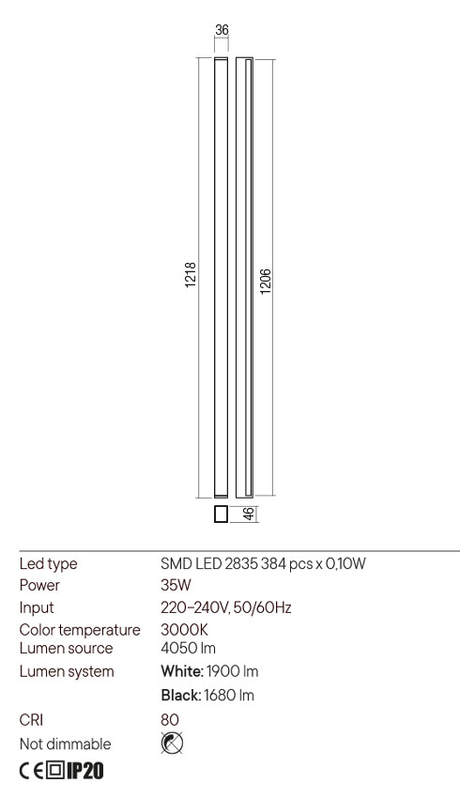 Aplica PLOT, alb mat, LED 35W, 3000K, 4050 lm, Redo 01-2766