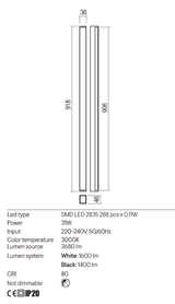 Aplica PLOT, negru mat, LED 31W, 3000K, 3680 lm, Redo 01-2765