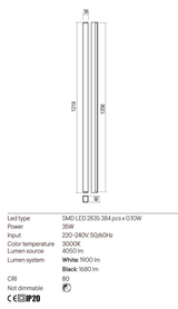 Aplica PLOT, negru mat, LED 35W, 3000K, 4050 lm, Redo 01-2767