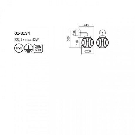 Aplica Smarter Trellis, lemn, 1XE27, 01-3134-NEW