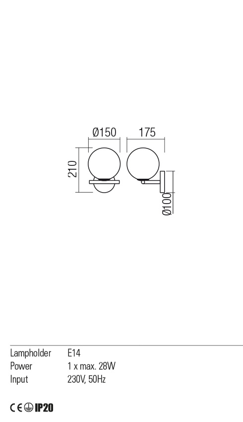 Aplica TALIS, bronz, E14, 1 x 28W, Redo 01-2640