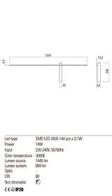 Aplica TANGENT, alb mat, LED 14W, 3000K, Right, Redo 01-2479