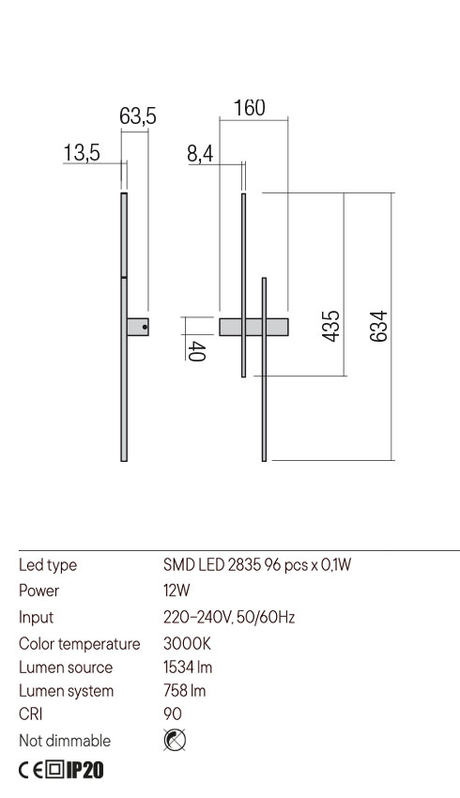 Aplica TANGENT, negru mat, LED 12W, 3000K, 1534 lm, Right, Redo 01-2747