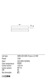 Aplica TASK, crom, LED 12W, 4000K, 1232 lm, Redo 01-2329