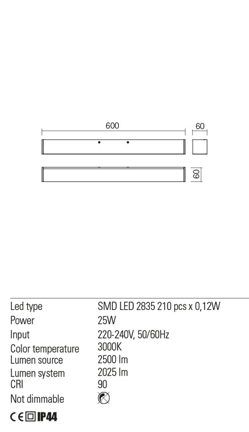 Aplica THELA, crom, LED 17W, 4000K, 1848 lm, Redo 01-2327