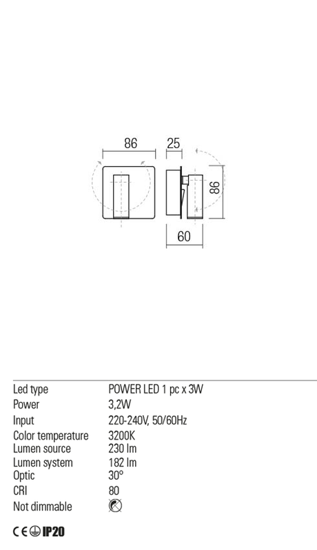 Aplica TOMIX, alb mat, LED 3, 2W, 3200K, 230 lm, Redo 01-2338