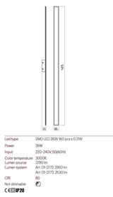 Aplica WAPI, negru mat, LED 35W, 3000K, 3780 lm, Redo 01-2773