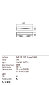 Aplica ZIGO, alb mat, LED 14W, 3000K, 1054 lm, Redo 01-2393