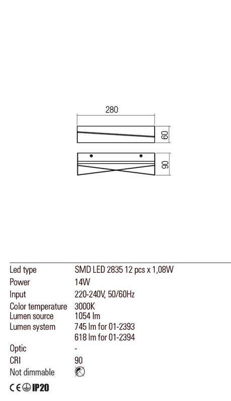 Aplica ZIGO, alb mat, LED 14W, 3000K, 1054 lm, Redo 01-2393