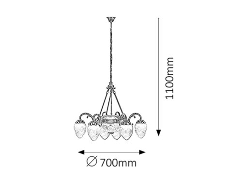 Candelabru Annabella, bronz, 6xE14 +2xE27, Rabalux 8636