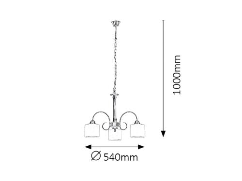 Candelabru Edith, alama antica, 3xE27, Rabalux, 7275