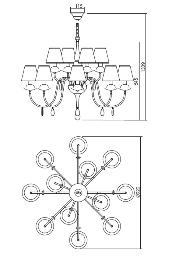 Candelabru ELIZEE, 12xE14, INCANTI  IEL C12 01 01