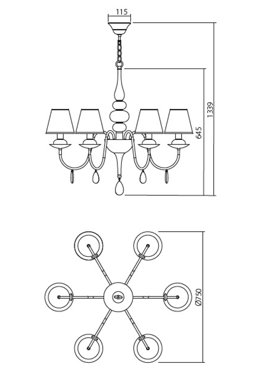 Candelabru ELIZEE, 6xE14, INCANTI  IEL C6 01 01