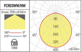 Corp de iluminat FCR03WW MWH, Alb mat, 18W, 3000K, Arelux