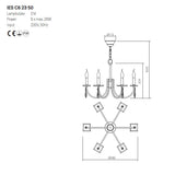 Candelabru Elisir, alama, 6XE14, D.58 cm, Incanti  IES C6 23 50