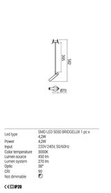 Miniproiector orientabil aplicat Ferro,alb mat,led,4,2w,450lm,3000k,Redo 01-1768