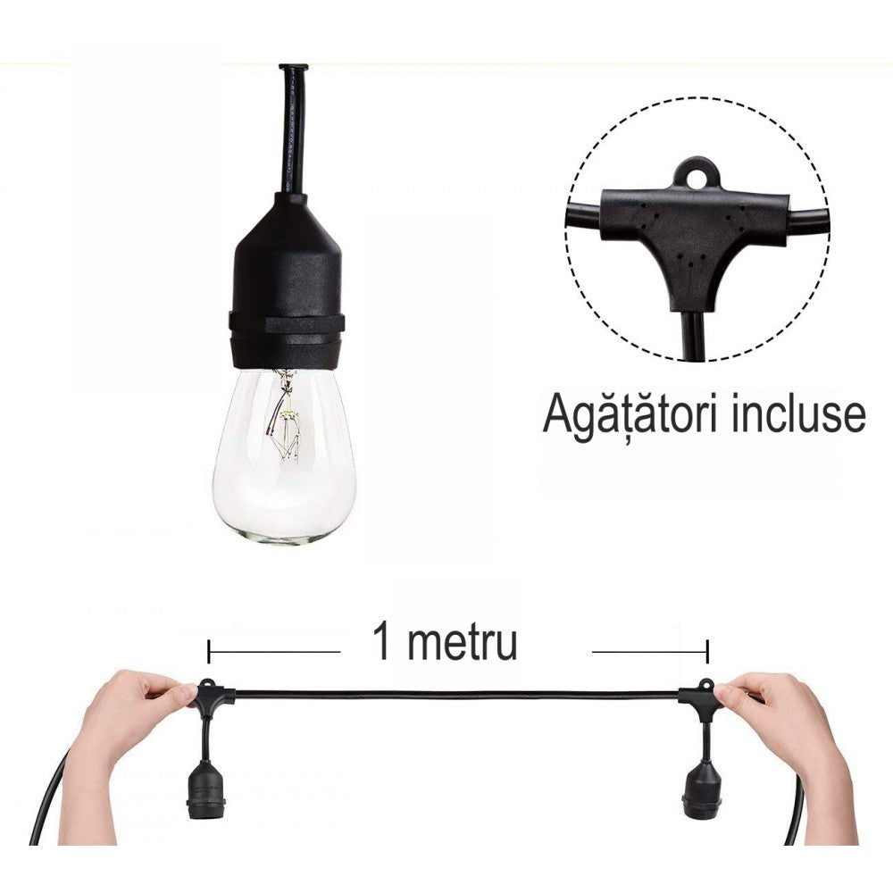 Ghirlanda luminoasa cu pendule, interconectabil, E27, IP65, 10m