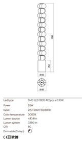 Lampadar JACO, negru mat, LED 52W, 3000K, 4434 lm, Redo 01-2691