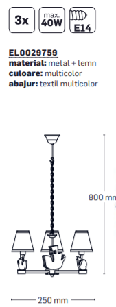 Lustra Pirate Multicolor 3XE14 40W