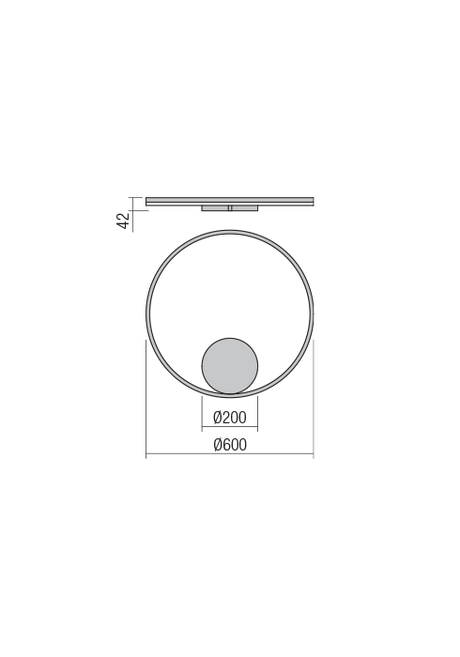 Aplica ORBIT, negru mat, LED 42W, 4000K, Redo 01-1958