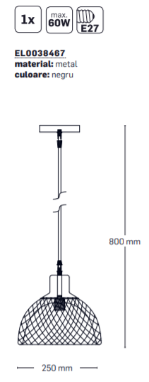 Pendul Zion Negru 1xE27 60W