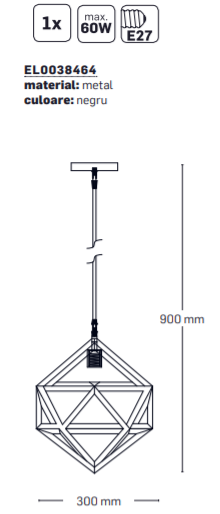 Pendul Zirko 1xE27 60W Negru