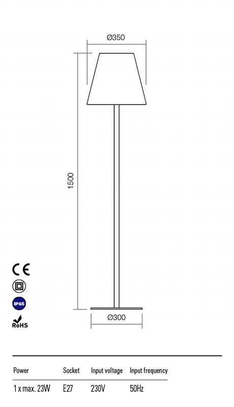 Lampadar exterior PINO, IP65, 1xE27, max.23W,  Redo 9978