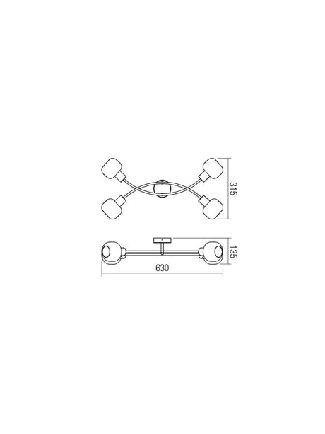 Plafoniera AMBER, negru mat, 4XE14, Smarter 04-486