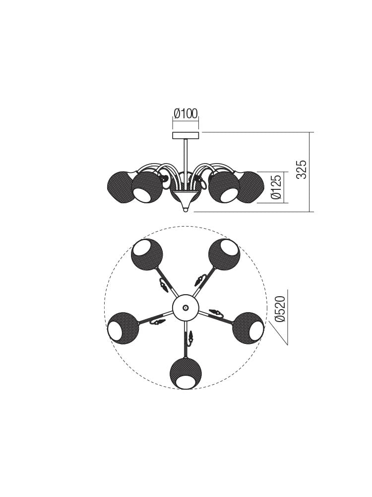 Plafoniera ASPERA, negru fume, 5XE14, Smarter 02-971