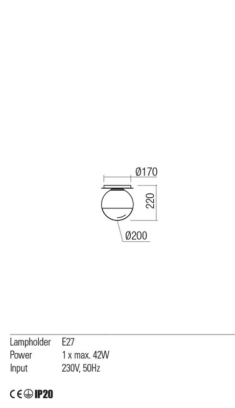 Plafoniera BERRY, crom / fumuriu degrade, E27, 1 x  42W, Redo 01-2279