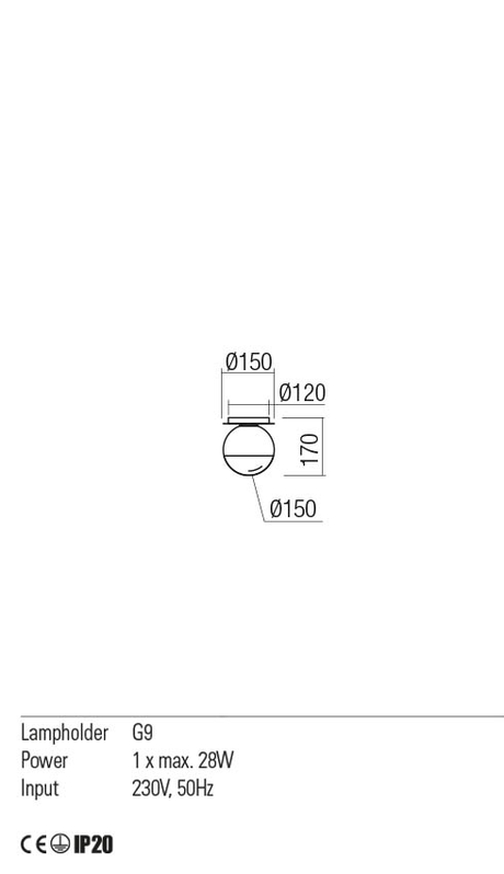 Plafoniera BERRY, crom / fumuriu degrade, G9, 1 x 28W, Redo 01-2277