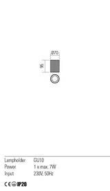 Plafoniera DELPHI, alb mat, GU10, 1 x  7W, Redo 01-2554