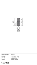 Plafoniera DELPHI, alb mat, GU10, 1 x  7W, Redo 01-2556