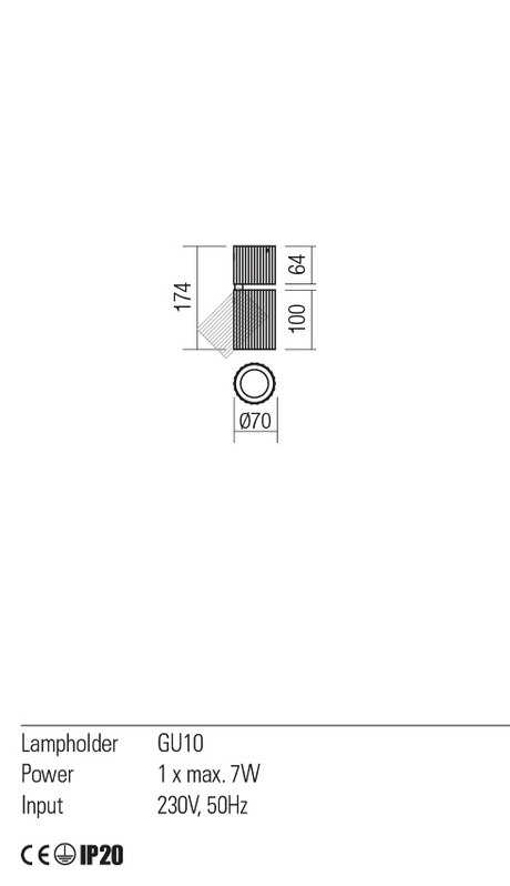 Plafoniera DELPHI, alb mat, GU10, 1 x  7W, Redo 01-2556