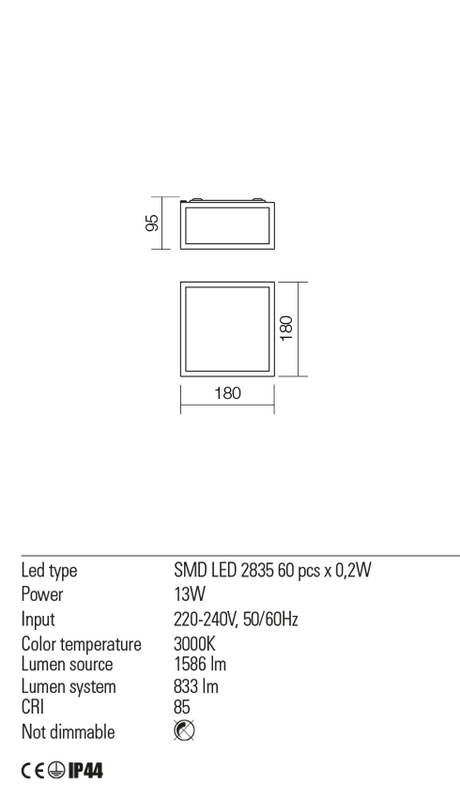 Plafoniera EGO, crom, LED 13W, 3000K, 1586 lm, Redo 01-1236