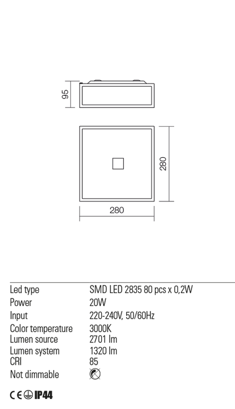 Plafoniera EGO, crom, LED 20W, 3000K, 2701 lm, Redo 01-1237