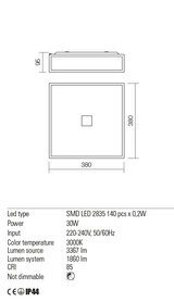 Plafoniera EGO, crom, LED 30W, 3000K, 3367 lm, Redo 01-1238