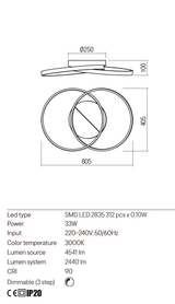 Plafoniera ESPIRAL, alb mat, LED 33W, 3000K, 4541 lm, Redo 01-2678