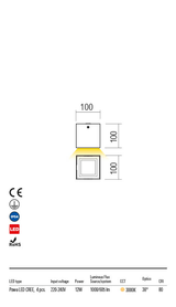 Plafoniera HUB alb mat, LED 9W, 1030 lm, 3000K, IP54, Redo 90228