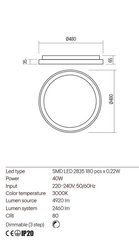 Plafoniera ICONIC, auriu mat, LED 40W, 3000K, 4920 lm, Redo 01-2667