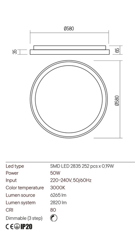 Plafoniera ICONIC, auriu mat, LED 50W, 3000K, 6265 lm, Redo 01-2670