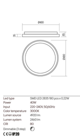 Plafoniera ICONIC, negru mat, LED 40W, 3000K, 4920 lm, Redo 01-2668