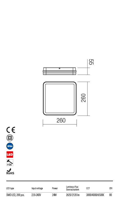 Plafoniera ISOLA gri inchis, LED 24W, 2800 lm, 3000 - 6500K, IP54, Redo 90288