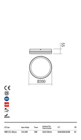 Plafoniera ISOLA gri inchis, LED 24W, 2800 lm, 3000 - 6500K, IP54, Redo 90290