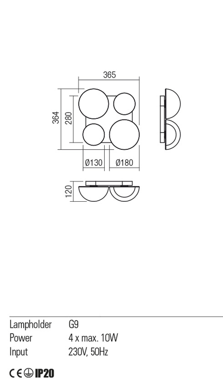 Plafoniera LUMIEN, auriu mat/opal, G9, 4 x 10W, Redo 01-2473