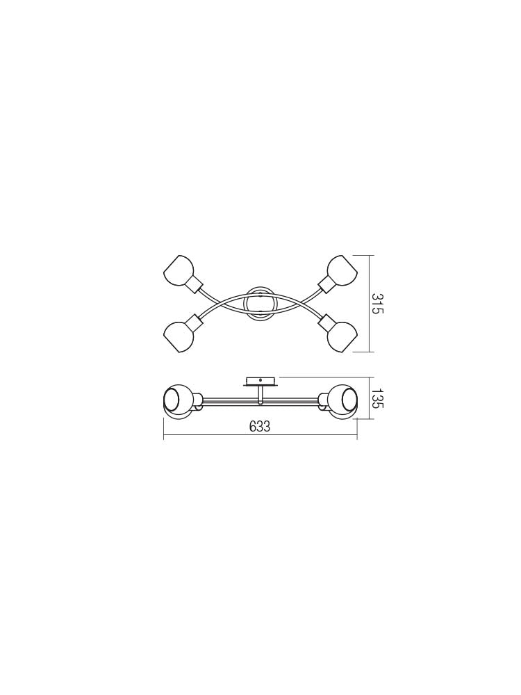 Plafoniera MAGIS, crom cu detalii negru mat, 4XE14, Smarter 04-482